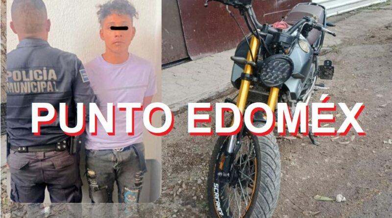 Fuerzas del orden de Otzolotepec aseguran a un ladrón; viajaba en motocicleta robada