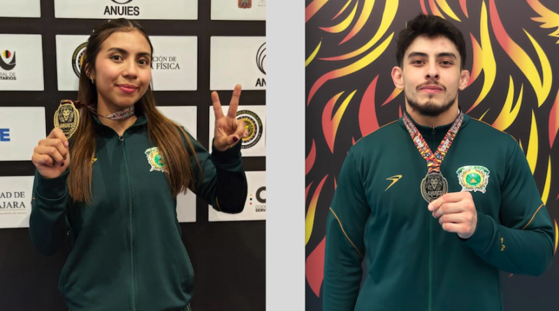 Oro y plata para la UAEMéx, Jade Pérez y Ricardo Guerra levantan la mano en judo universitario